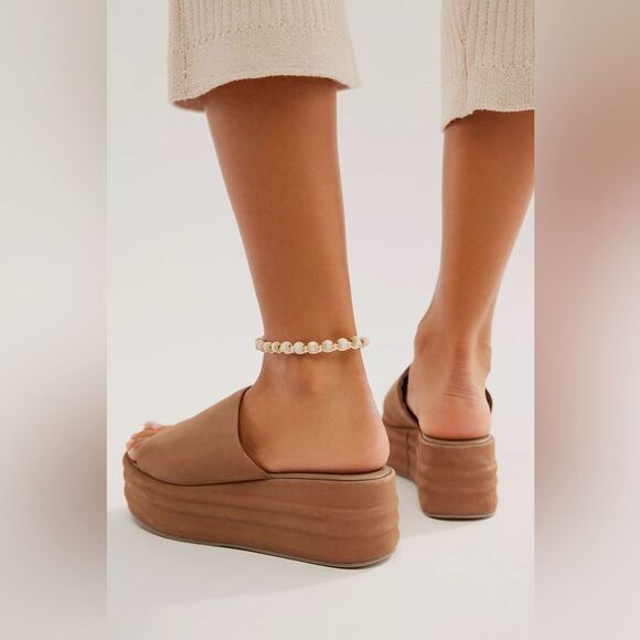 Free People Harbor Flatform Sandal Tan Chuky Slide - Picture 2 of 6